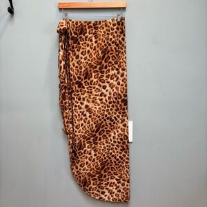 Good American Cover Up Wrap Skirt in Animal Print XS